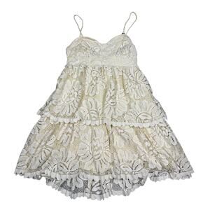 Anthropologie Maeve Womens Size S Lace Tiered Mini Dress